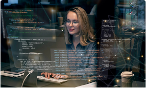 Application Development Services 4 Developer coding for custom application development.